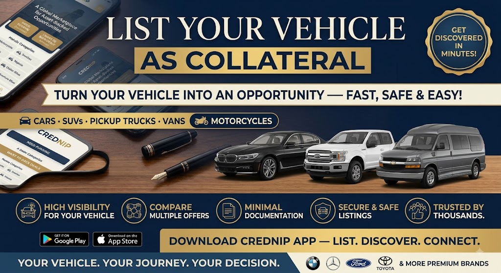 List Your Vehicle As Collateral on Crednip